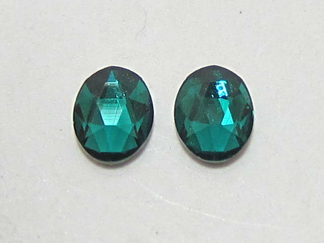 12 pcs. OVAL 4x3mm EMERALD STAR BRIGHT FLATBACK Rhinestones